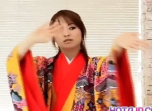 Miina is undressed be proper of kimono and copiously fucked