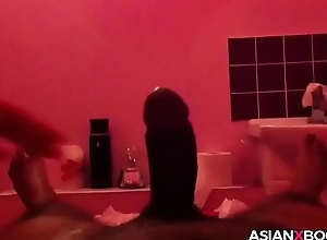 Asian cock palpate with happy achieving