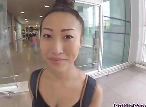 Big titted asian Sharon Lee fucked in public airport parking lot