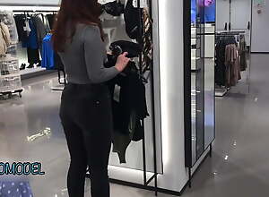 Blowjob in a fitting room with my wife KleoModel. Youthful teen
