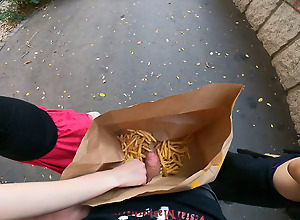 Public double cook spastic in rub-down the fries bag... I'm spastic it!
