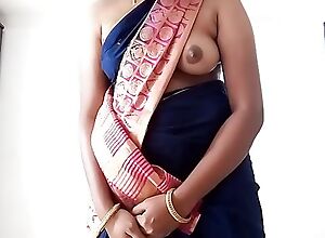 Tamil wife Swetha half-shirt less saree shtick