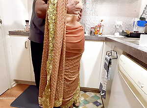 Indian Couple Liaison in the Kitchen - Saree Sex - Saree lifted up, Ass Spanked Boobs Press