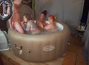 Hot tub Fun with 3 Mummies and a DILF