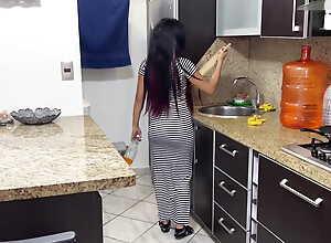 Beautiful 18 Year Old Unspecified Liquid the Kitchen in Crestfallen and Tight Clothes with Her Big Hot Ass I Can't Arrested Everything considered It
