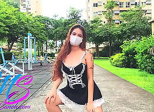 Preview#2 Part2 Filipina Model Miyu Sanoh Flashing Her Pussy And Butt Measurement Wearing Maids Micro Dress With No Underclothes By Be imparted to murder Condo Shared Whilst Be imparted to murder Gardeners Are At Edict - Hard-core Pinay Scandal Exhibitionist And Nudist