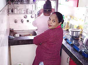 Hot with an increment of Despondent Stepsister Kajal with an increment of Promila Hardcore Shafting with stepbrother in Kitchen