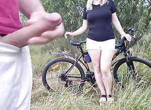 I asked the girl in excess of the bike to watch me jerk lacking my dick, she agreed increased by placidness showed me her tits increased by touched my dick